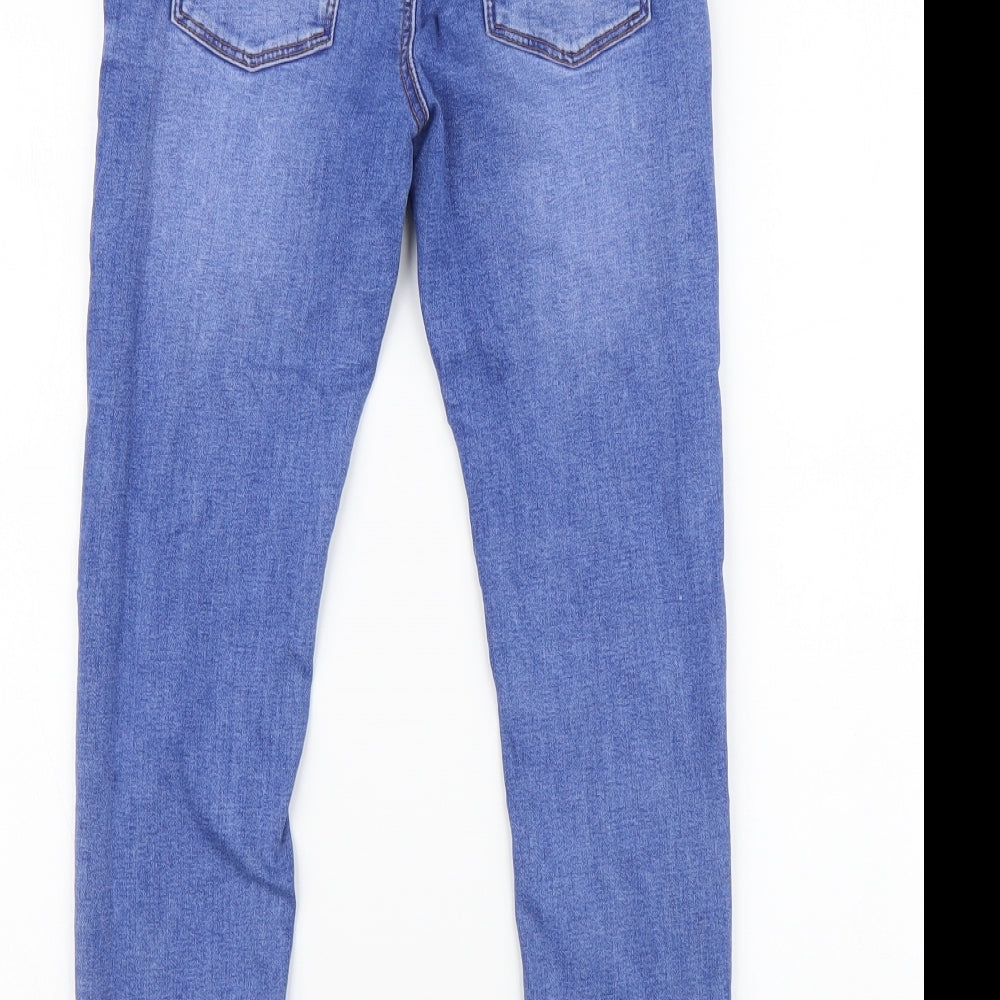 Denim & Co. Girls Blue Cotton Skinny Jeans Size 10-11 Years Regular Button