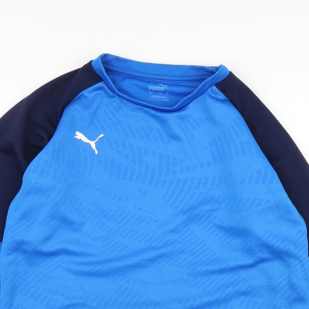 PUMA Boys Blue Polyester Basic T-Shirt Size 11-12 Years Round Neck Pullover