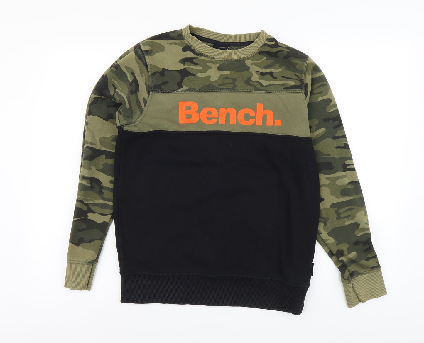 Bench Boys Green Camouflage Cotton Pullover Sweatshirt Size 13 Years Pullover