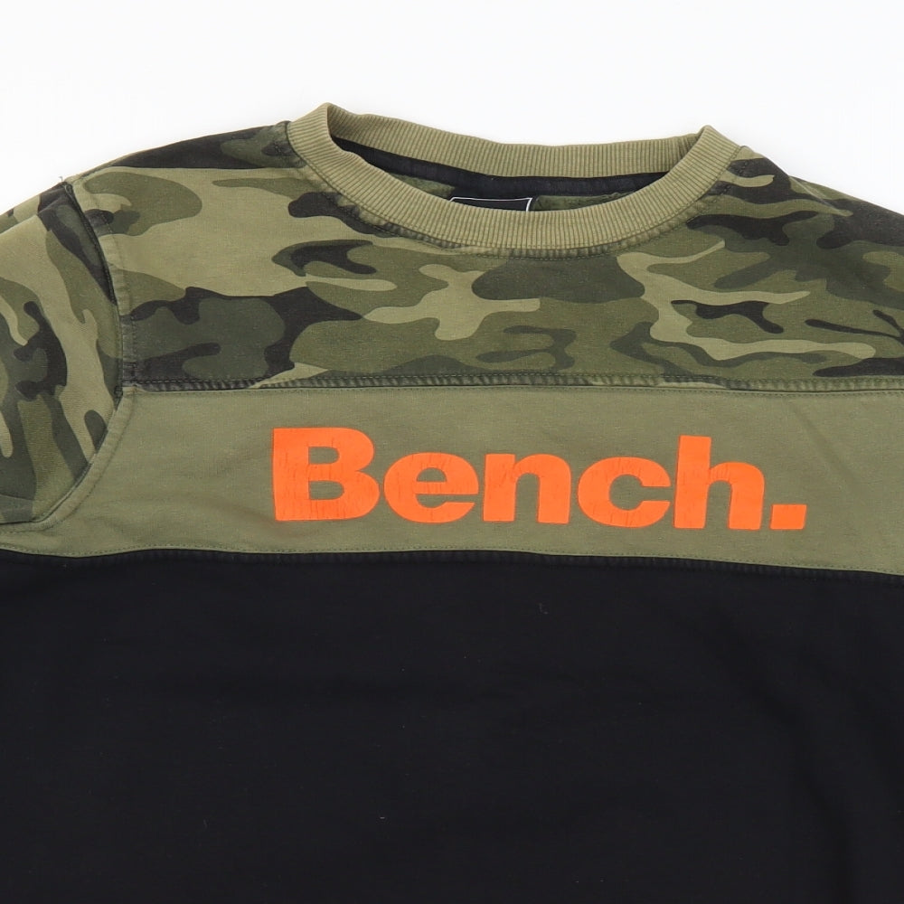Bench Boys Green Camouflage Cotton Pullover Sweatshirt Size 13 Years Pullover