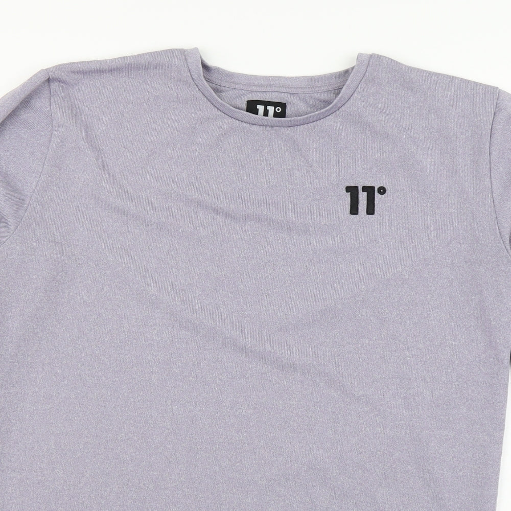 11 degrees Mens Grey Polyester T-Shirt Size S Round Neck