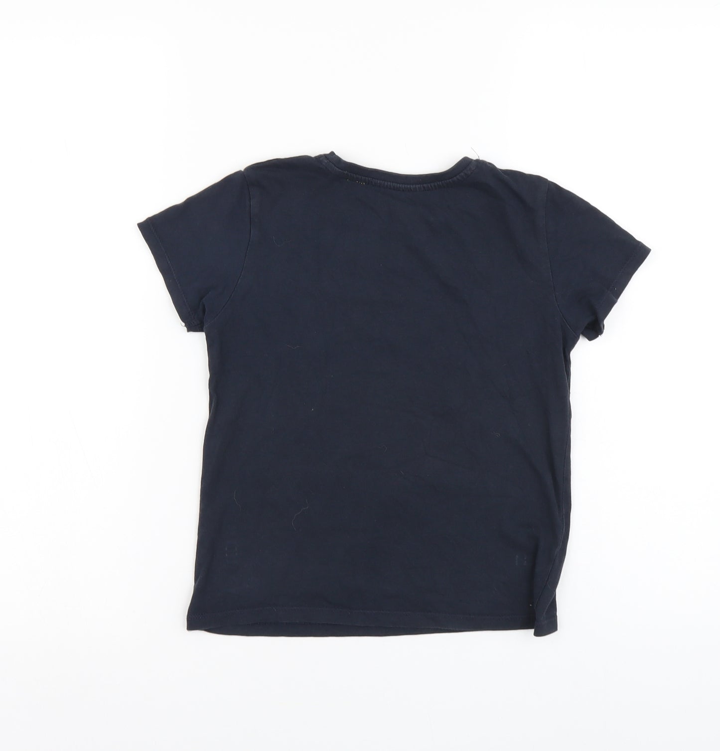 Primark Boys Blue Cotton Basic T-Shirt Size 5-6 Years Round Neck Pullover - Super Hero Like Dad