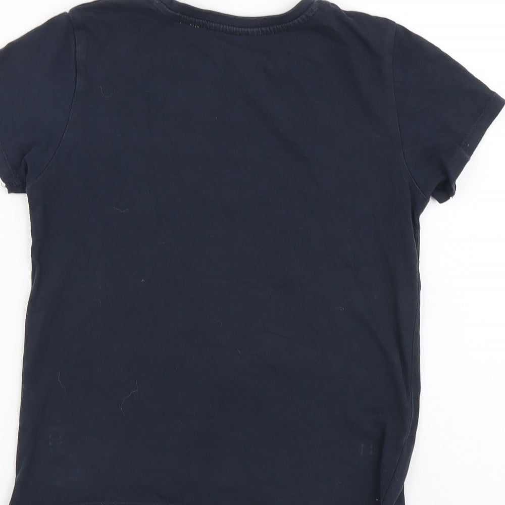 Primark Boys Blue Cotton Basic T-Shirt Size 5-6 Years Round Neck Pullover - Super Hero Like Dad