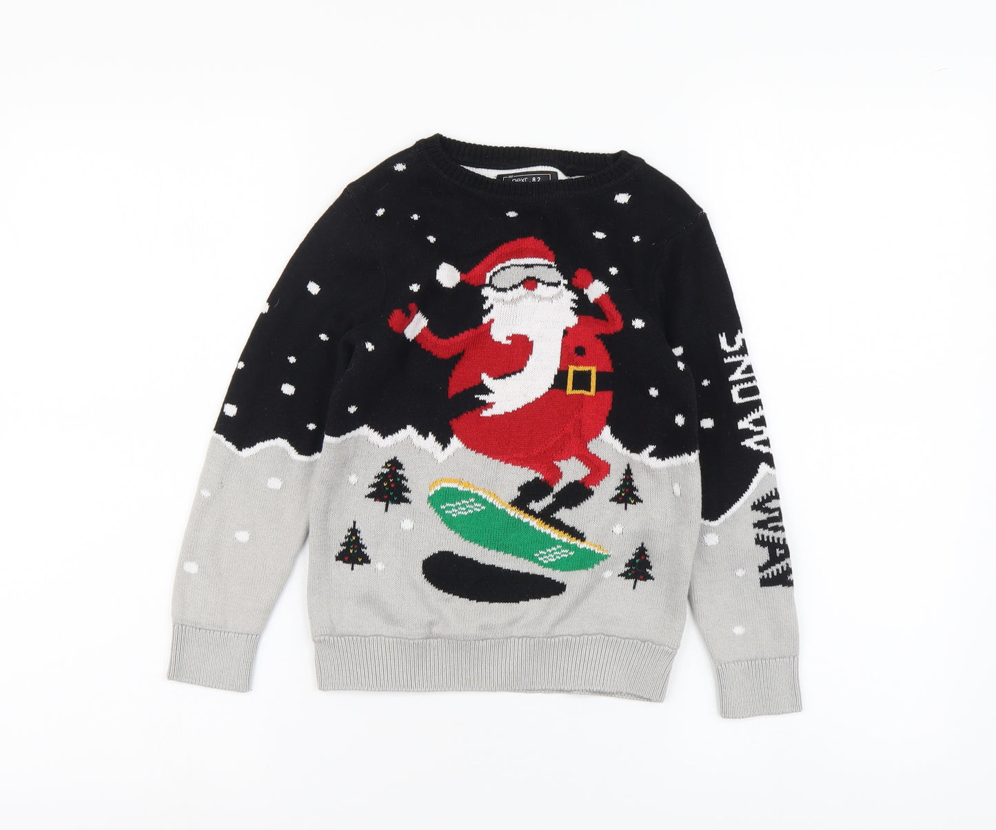 NEXT Boys Multicoloured Round Neck Geometric Cotton Pullover Jumper Size 6 Years Pullover - Santa Jumper