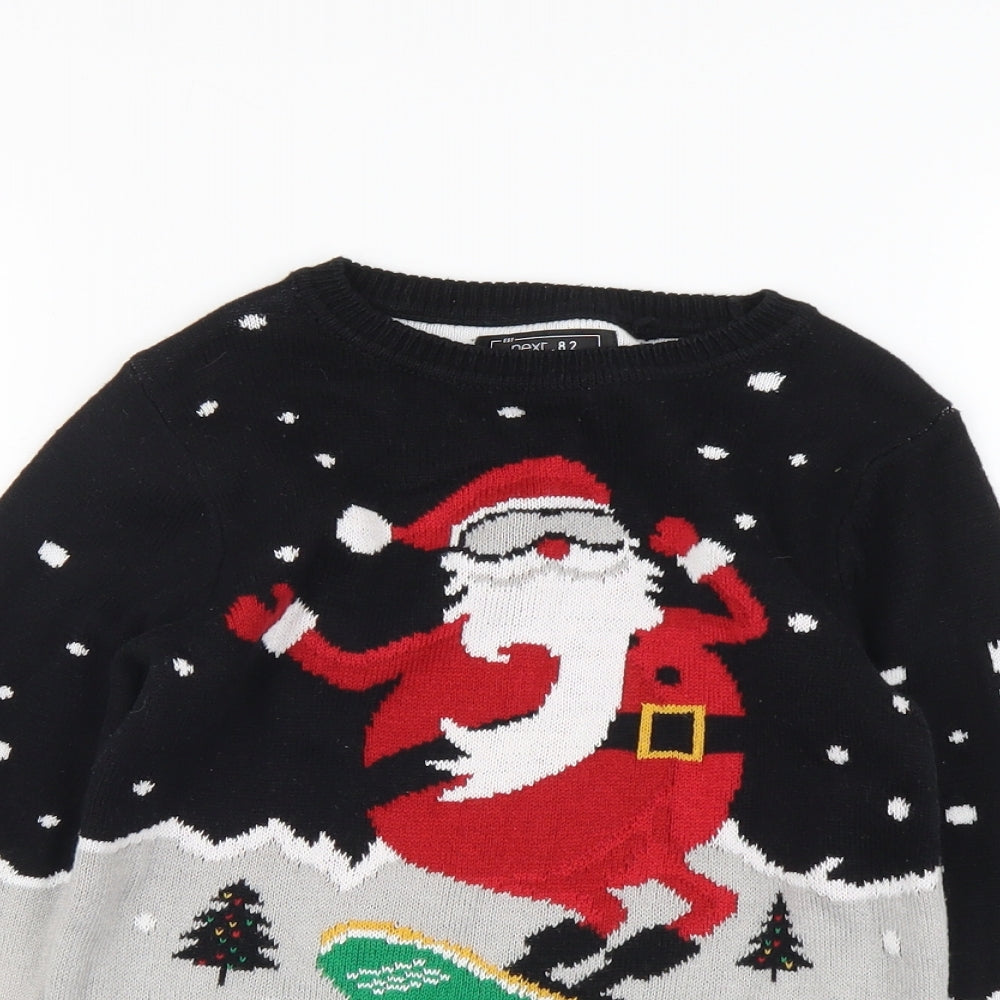 NEXT Boys Multicoloured Round Neck Geometric Cotton Pullover Jumper Size 6 Years Pullover - Santa Jumper