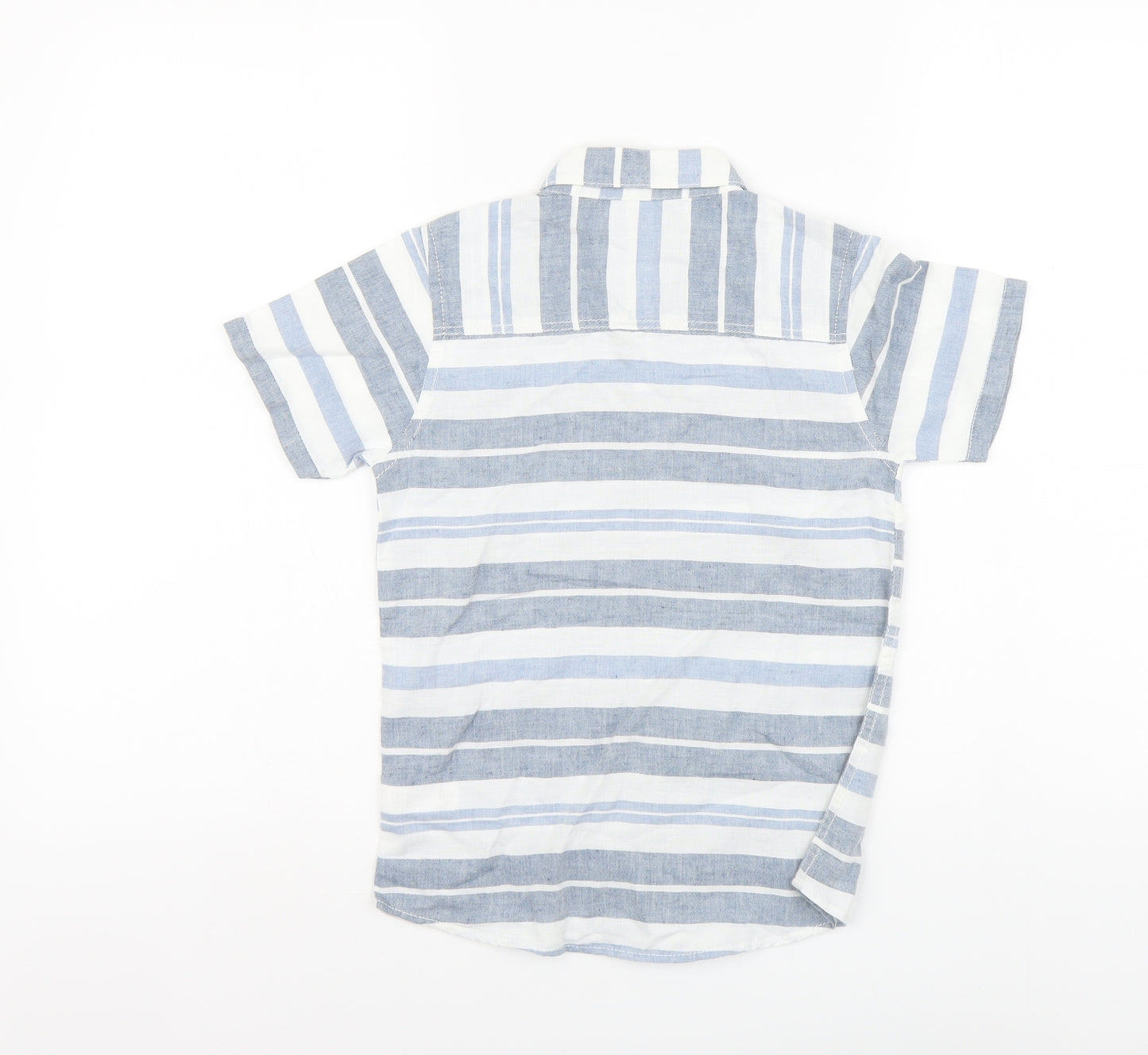 NEXT Boys Multicoloured Striped Linen Basic Button-Up Size 6-7 Years Collared Button