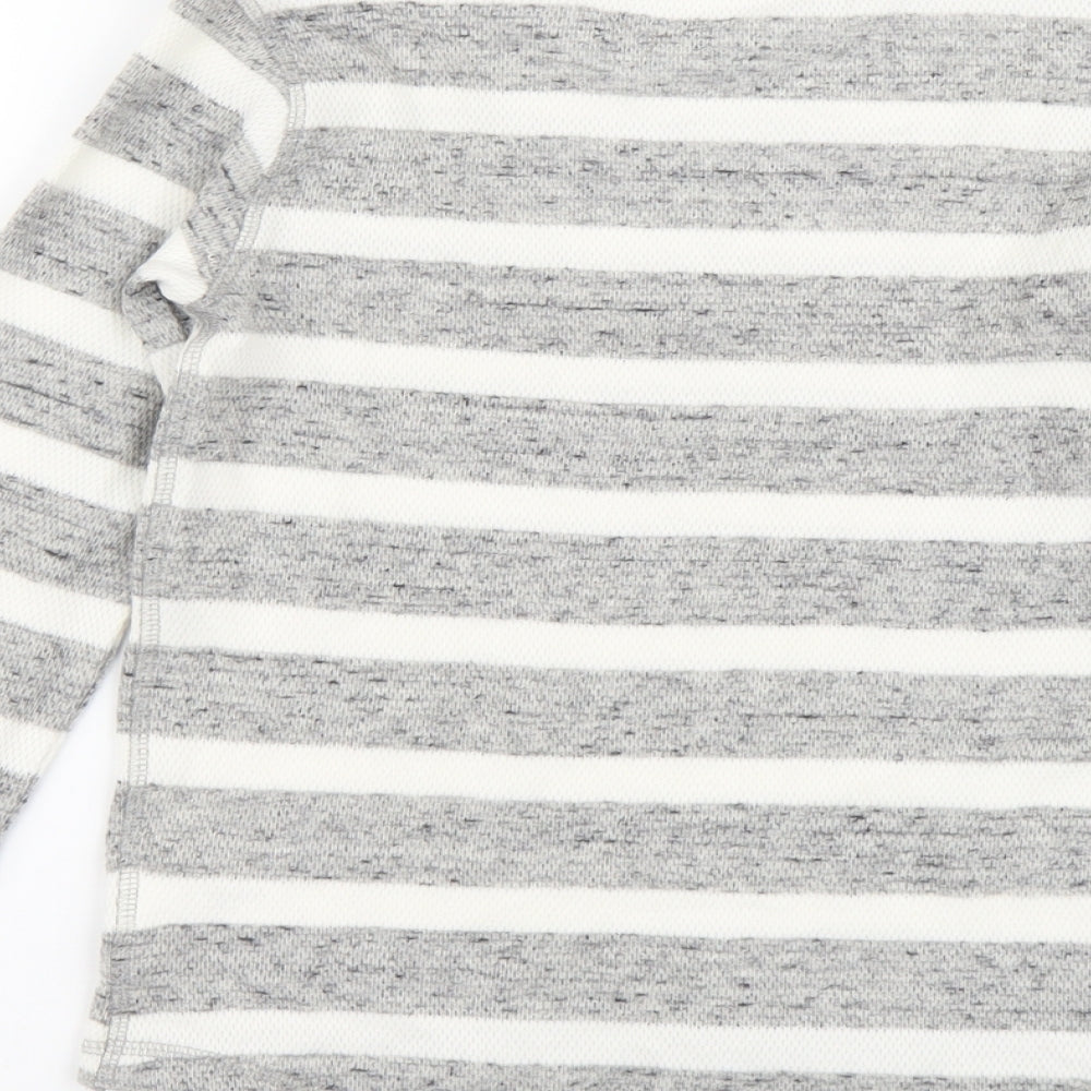 NEXT Boys Grey Striped Cotton Basic T-Shirt Size 6 Years Round Neck Pullover