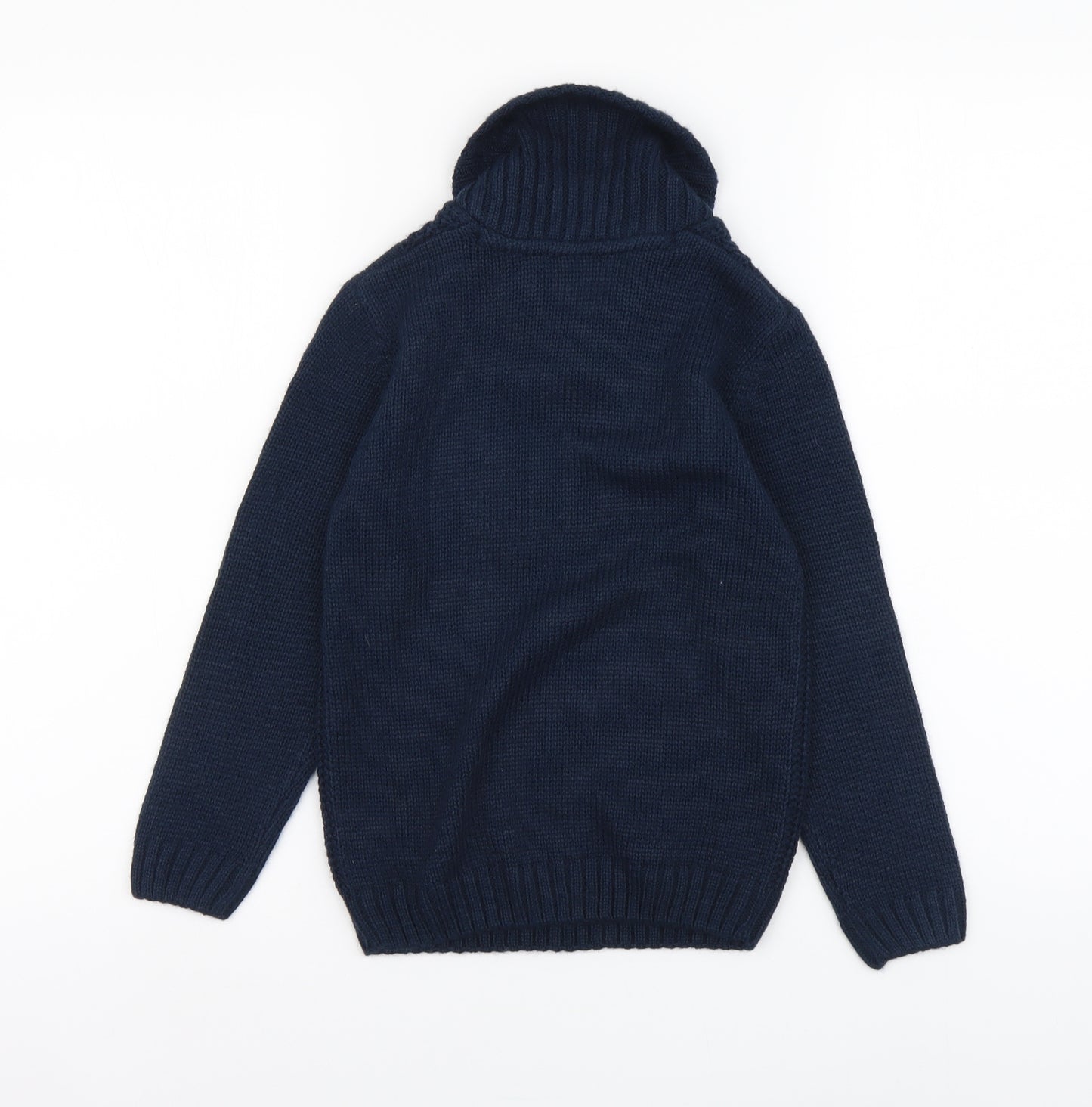Dunnes Stores Boys Blue V-Neck Acrylic Pullover Jumper Size 7-8 Years Button