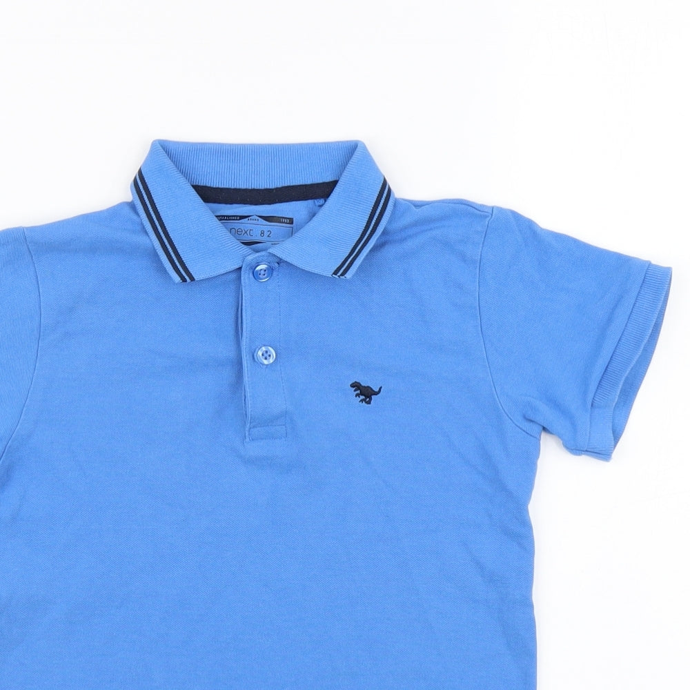 NEXT Boys Blue Cotton Basic Polo Size 6-7 Years Collared Button