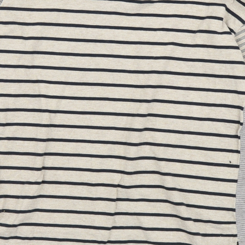 NEXT Boys Beige Striped Cotton Basic T-Shirt Size 5-6 Years Round Neck Pullover
