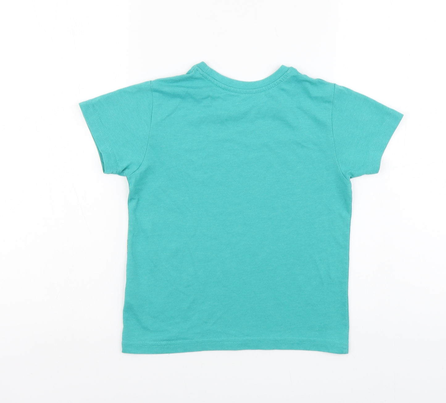Primark Boys Green Cotton Basic T-Shirt Size 5-6 Years Round Neck Pullover - Dinosaur