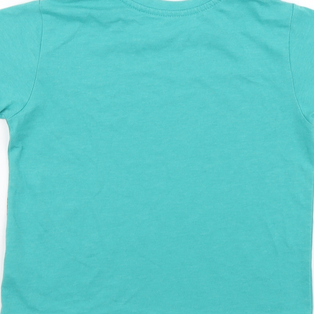 Primark Boys Green Cotton Basic T-Shirt Size 5-6 Years Round Neck Pullover - Dinosaur