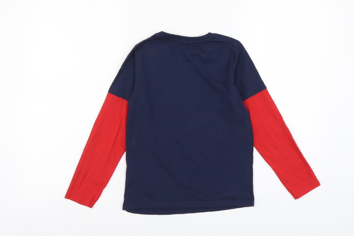 Mountain Warehouse Boys Blue Cotton Basic T-Shirt Size 7-8 Years Round Neck Pullover - Santa-Saurus