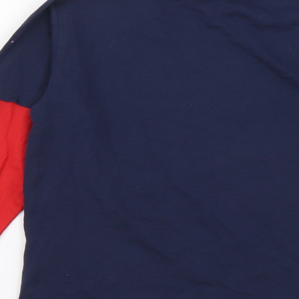 Mountain Warehouse Boys Blue Cotton Basic T-Shirt Size 7-8 Years Round Neck Pullover - Santa-Saurus