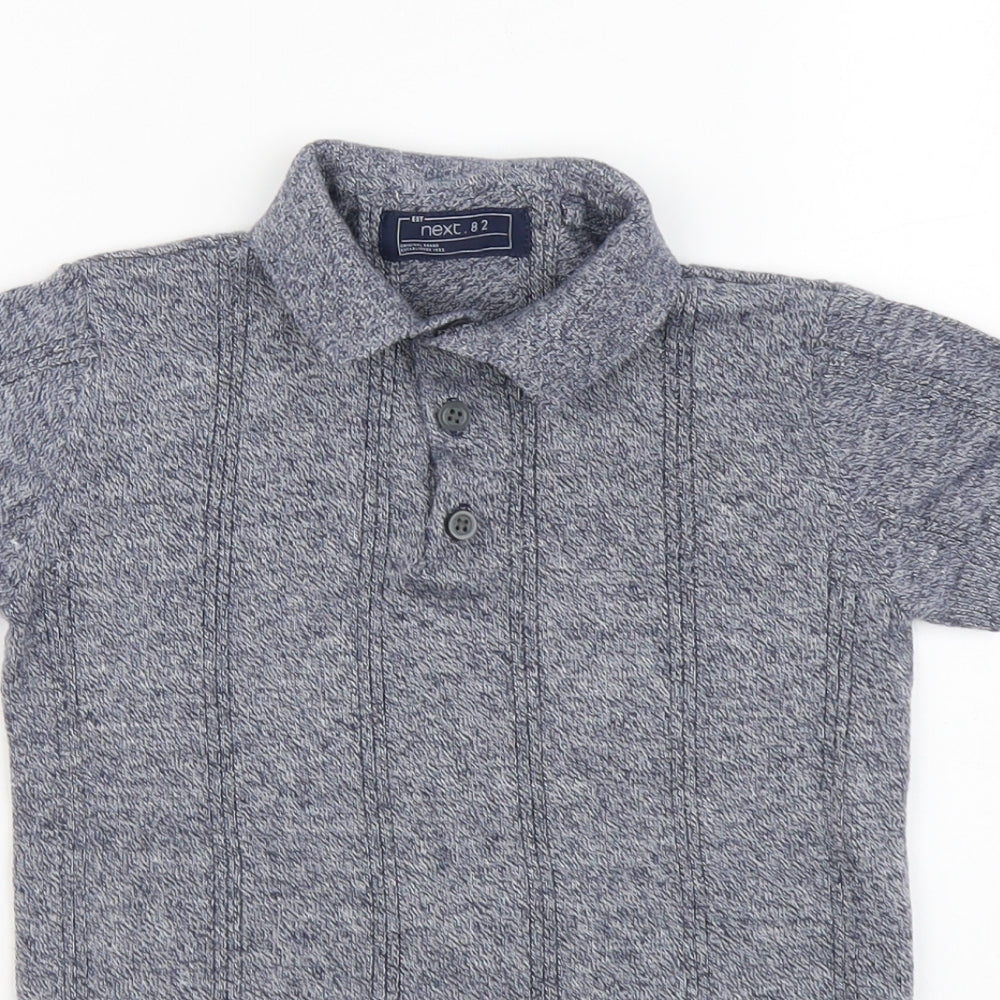 NEXT Boys Grey Cotton Basic Polo Size 6 Years Collared Button