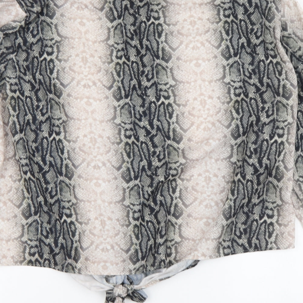 F&F Womens Beige Animal Print Polyester Basic Button-Up Size 20 Collared - Snake pattern