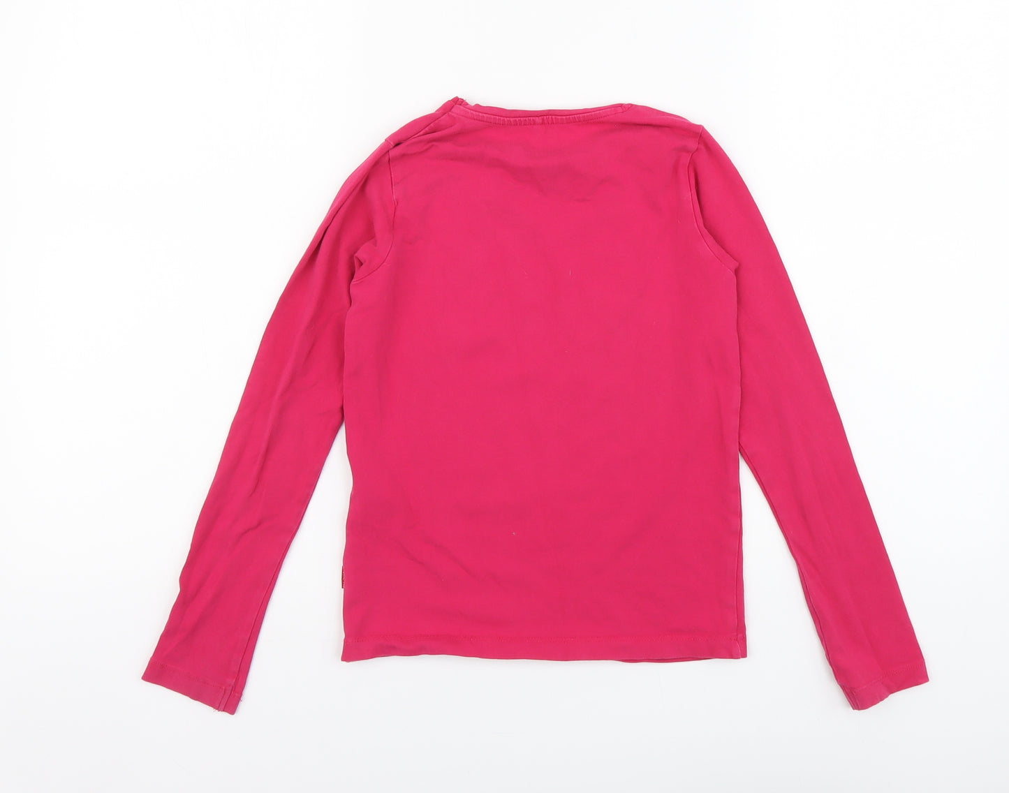 name it Girls Pink Cotton Basic Polo Size 9-10 Years Round Neck Pullover