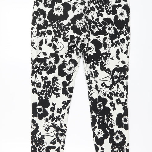F7F Womens White Floral Viscose Harem Leggings Size 12 L27 in