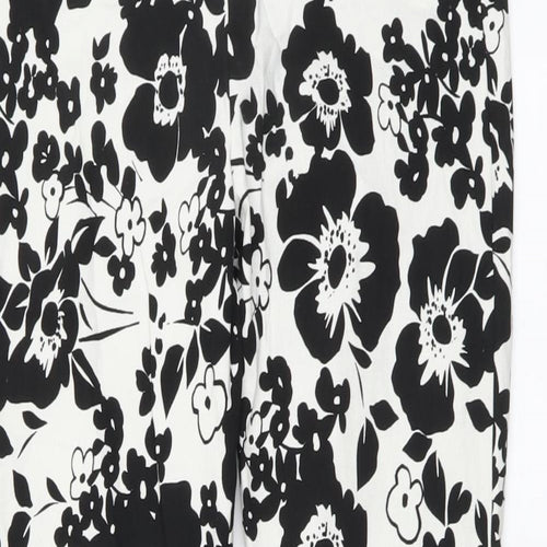 F7F Womens White Floral Viscose Harem Leggings Size 12 L27 in