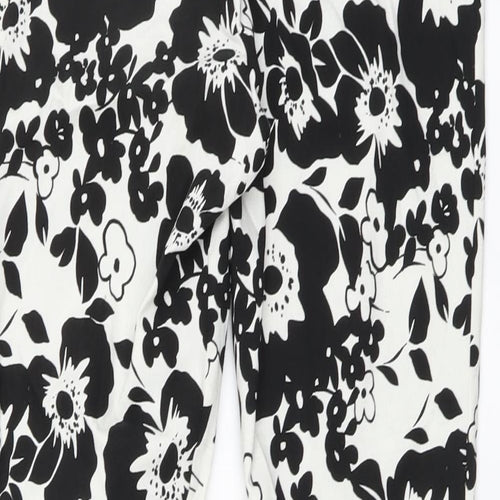 F7F Womens White Floral Viscose Harem Leggings Size 12 L27 in