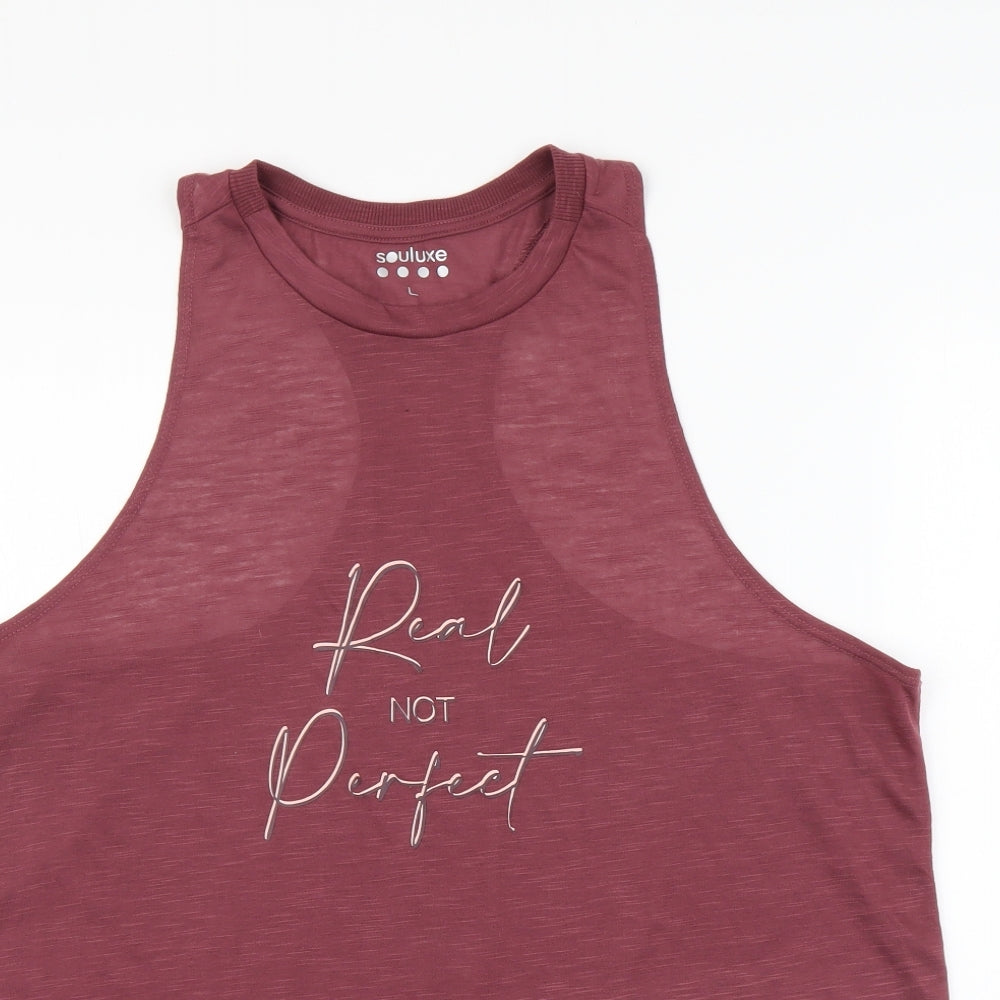 Souluxe Womens Purple Polyester Basic Tank Size L Round Neck Pullover