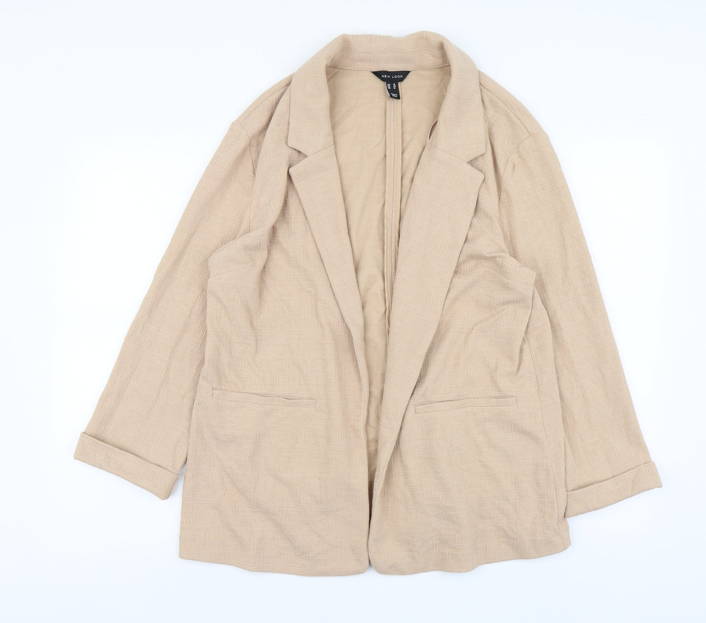 New Look Womens Beige Jacket Blazer Size 16 Hook & Eye