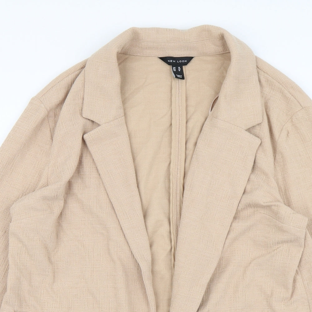 New Look Womens Beige Jacket Blazer Size 16 Hook & Eye