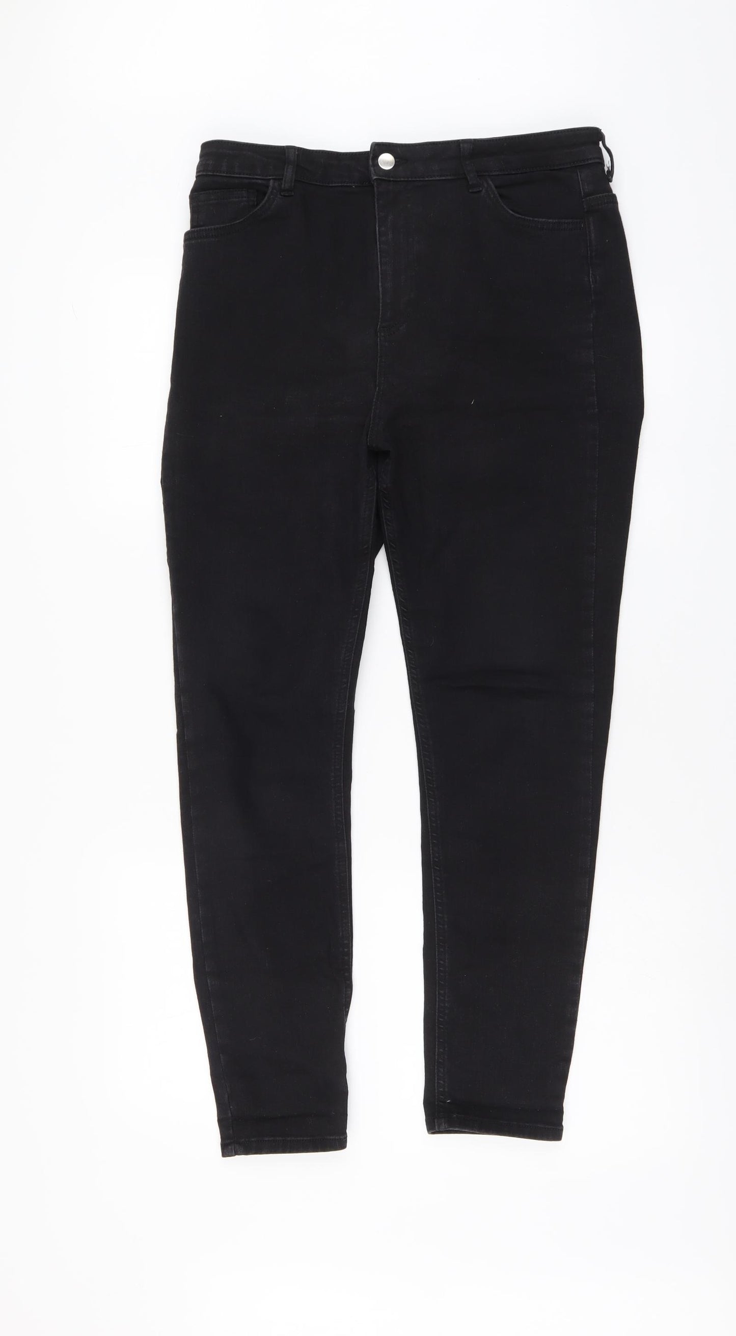 Savida Womens Black Cotton Skinny Jeans Size 16 L27 in Regular Button