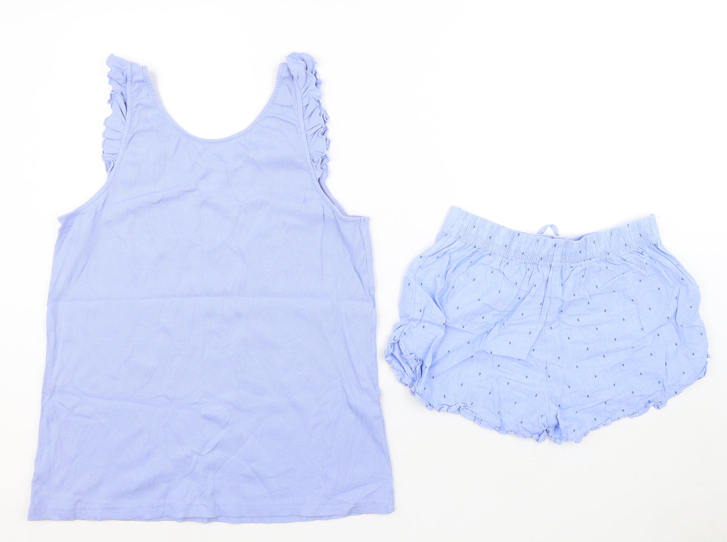 F&F Womens Blue Geometric Cotton Cami Pyjama Set Size 6 Drawstring