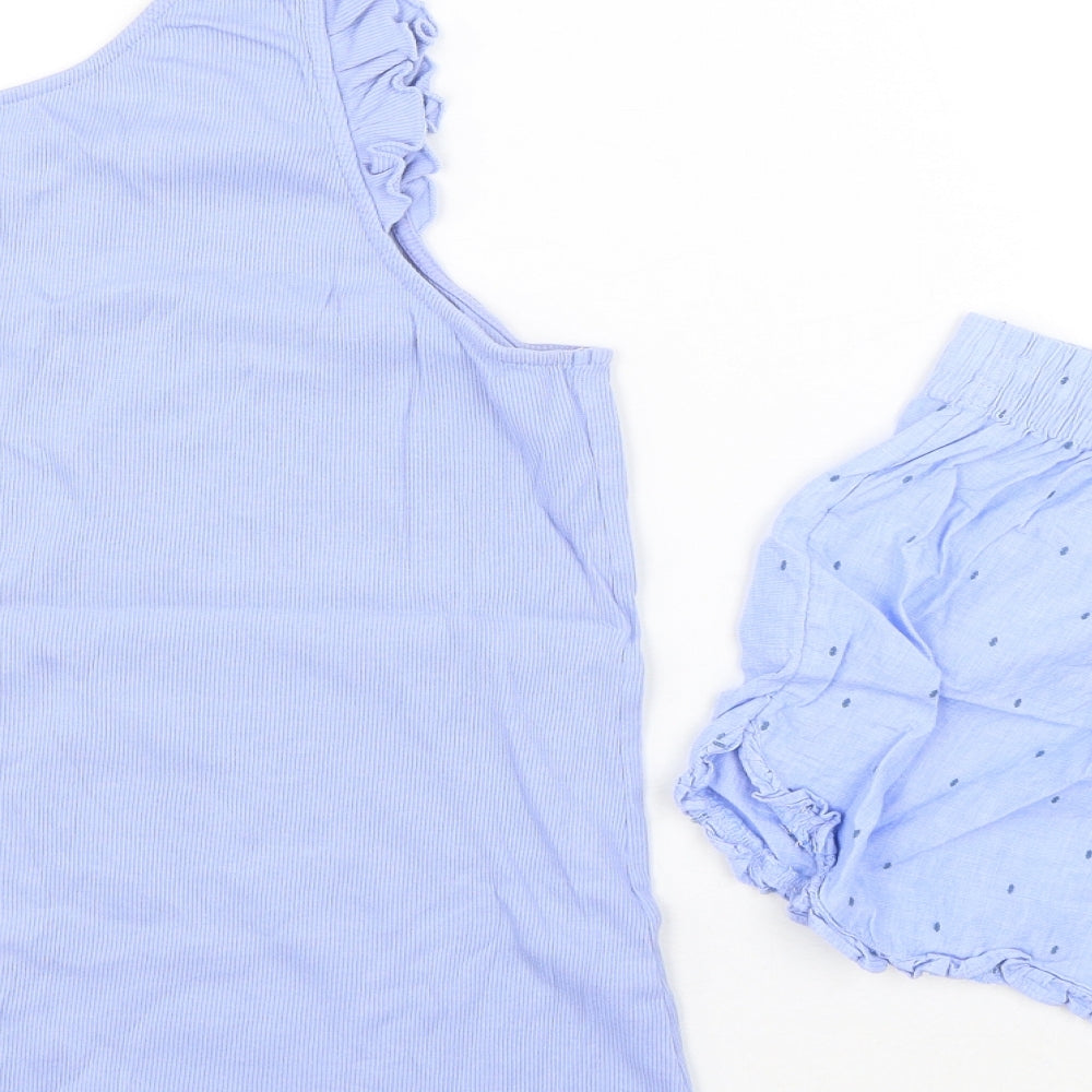 F&F Womens Blue Geometric Cotton Cami Pyjama Set Size 6 Drawstring
