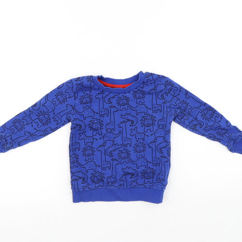 Dunnes Stores Boys Blue Geometric Cotton Pullover Sweatshirt Size 2-3 Years - Animals