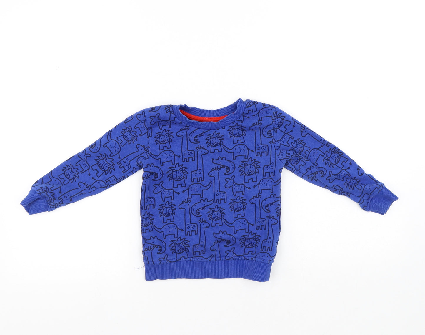 Dunnes Stores Boys Blue Geometric Cotton Pullover Sweatshirt Size 2-3 Years - Animals