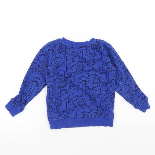Dunnes Stores Boys Blue Geometric Cotton Pullover Sweatshirt Size 2-3 Years - Animals