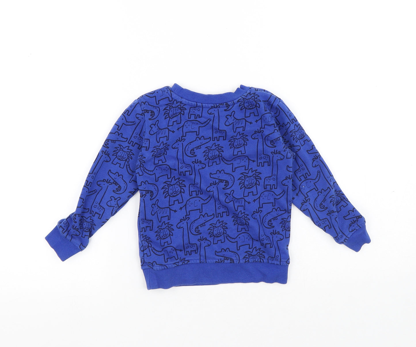 Dunnes Stores Boys Blue Geometric Cotton Pullover Sweatshirt Size 2-3 Years - Animals