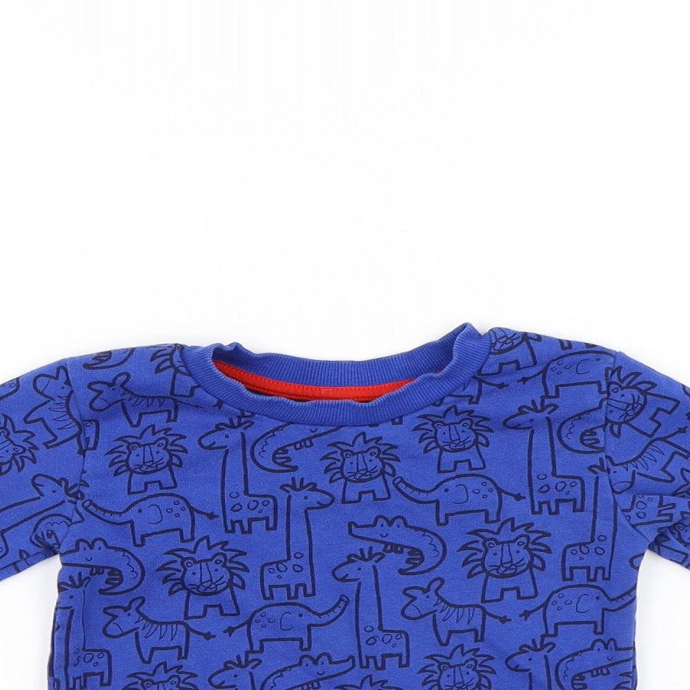 Dunnes Stores Boys Blue Geometric Cotton Pullover Sweatshirt Size 2-3 Years - Animals