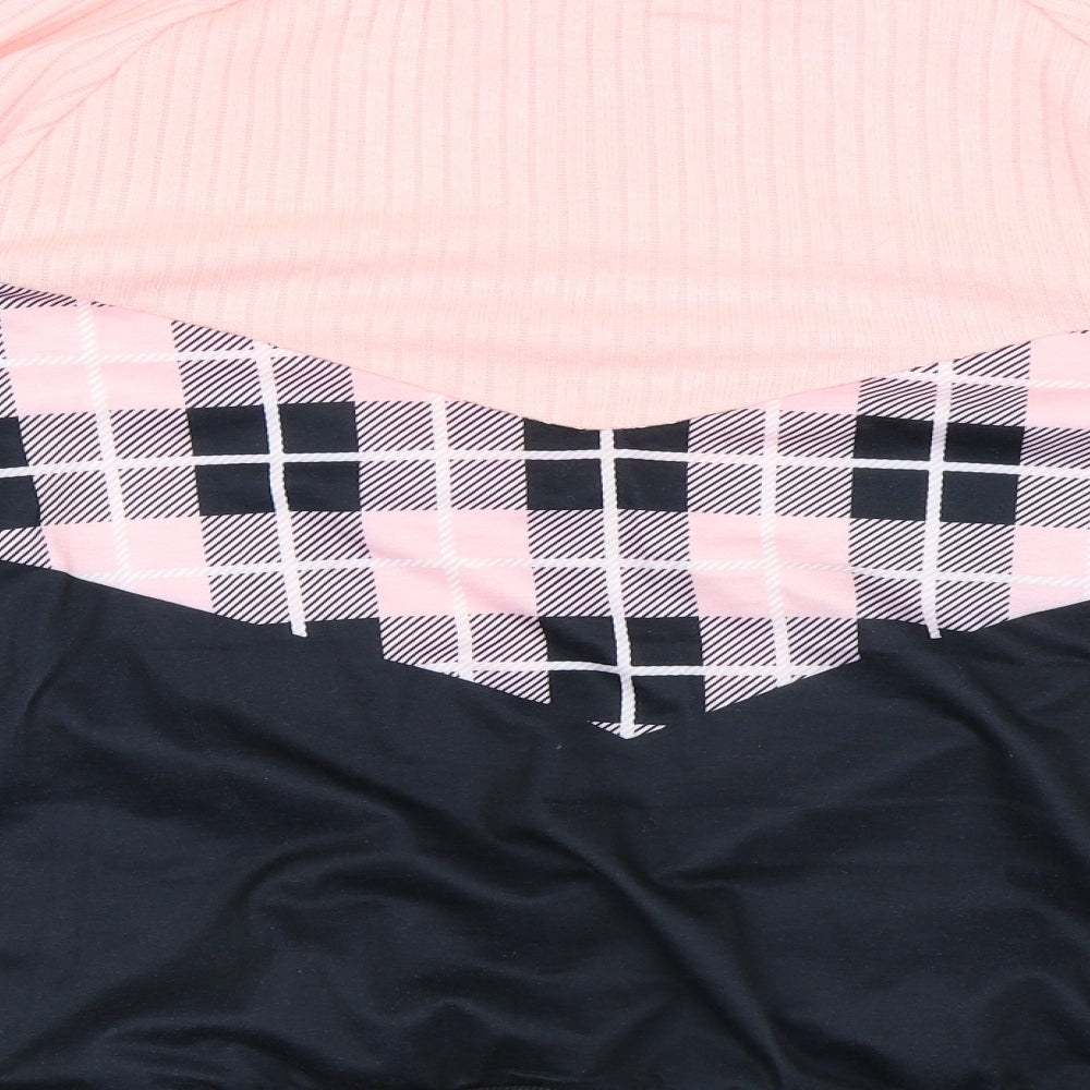 Preworn Womens Multicoloured Plaid Polyester Pullover Sweatshirt Size L Zip