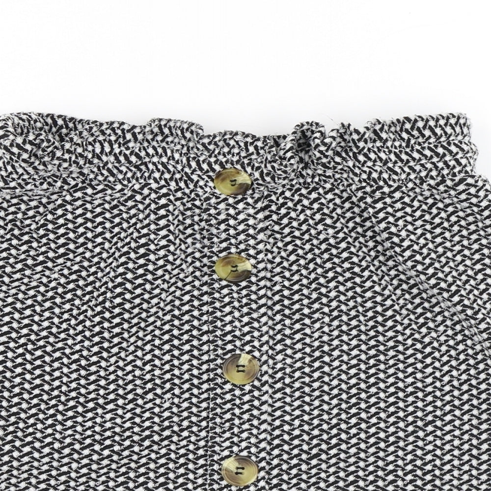 New Look Womens Black Geometric Polyester A-Line Skirt Size 8