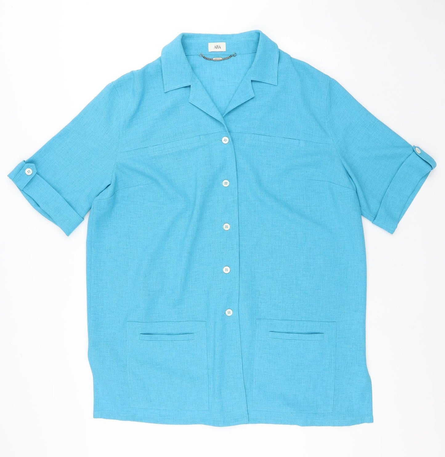 ara Womens Blue Polyester Basic Button-Up Size 20 Collared