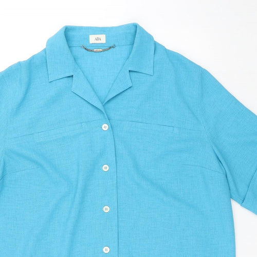 ara Womens Blue Polyester Basic Button-Up Size 20 Collared