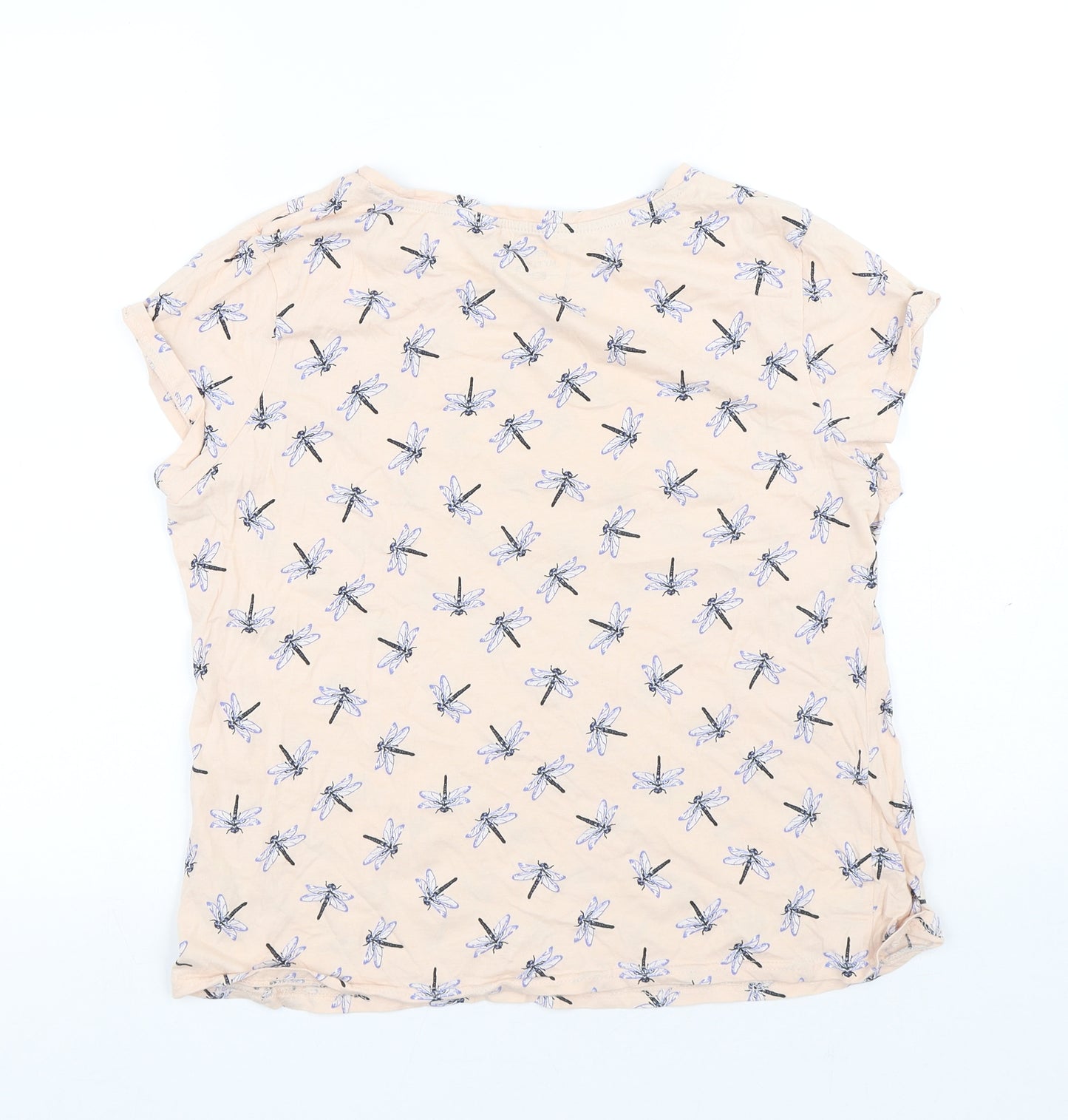 Pep&Co Womens Pink Geometric Cotton Basic T-Shirt Size 18 Round Neck - Dragonfly