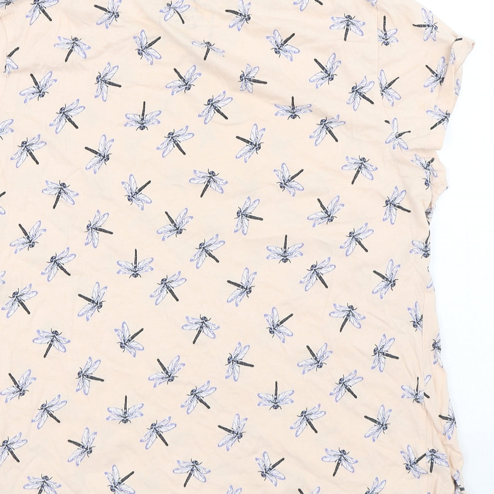 Pep&Co Womens Pink Geometric Cotton Basic T-Shirt Size 18 Round Neck - Dragonfly