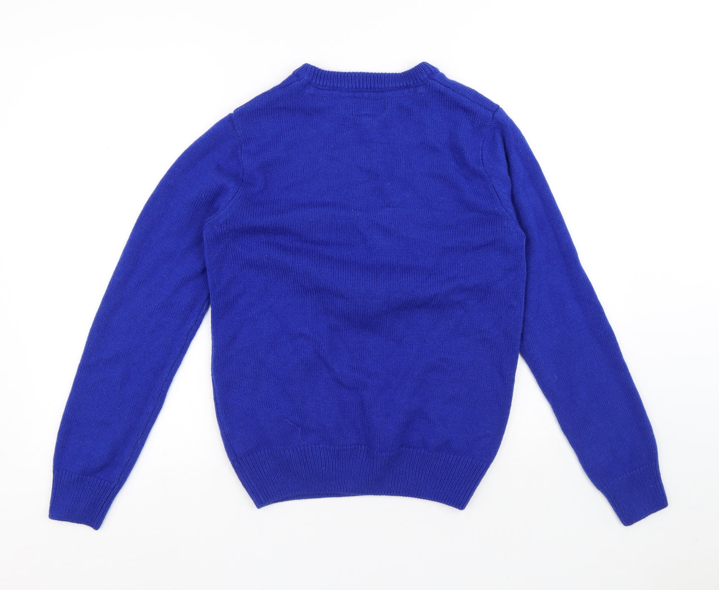 NEXT Mens Blue Round Neck Acrylic Pullover Jumper Size M - Christmas