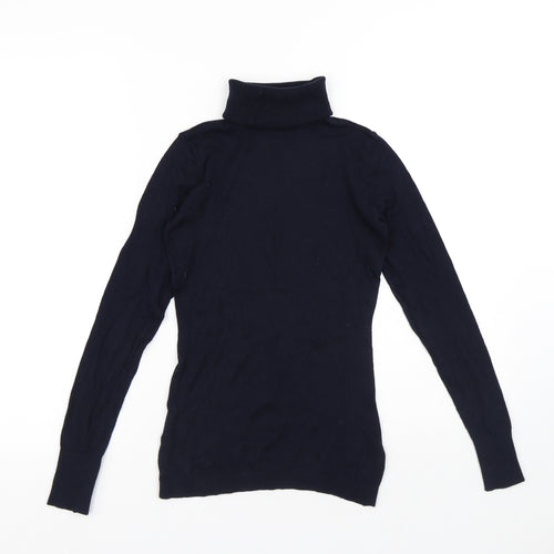 H&M Womens Blue Roll Neck Viscose Pullover Jumper Size XS
