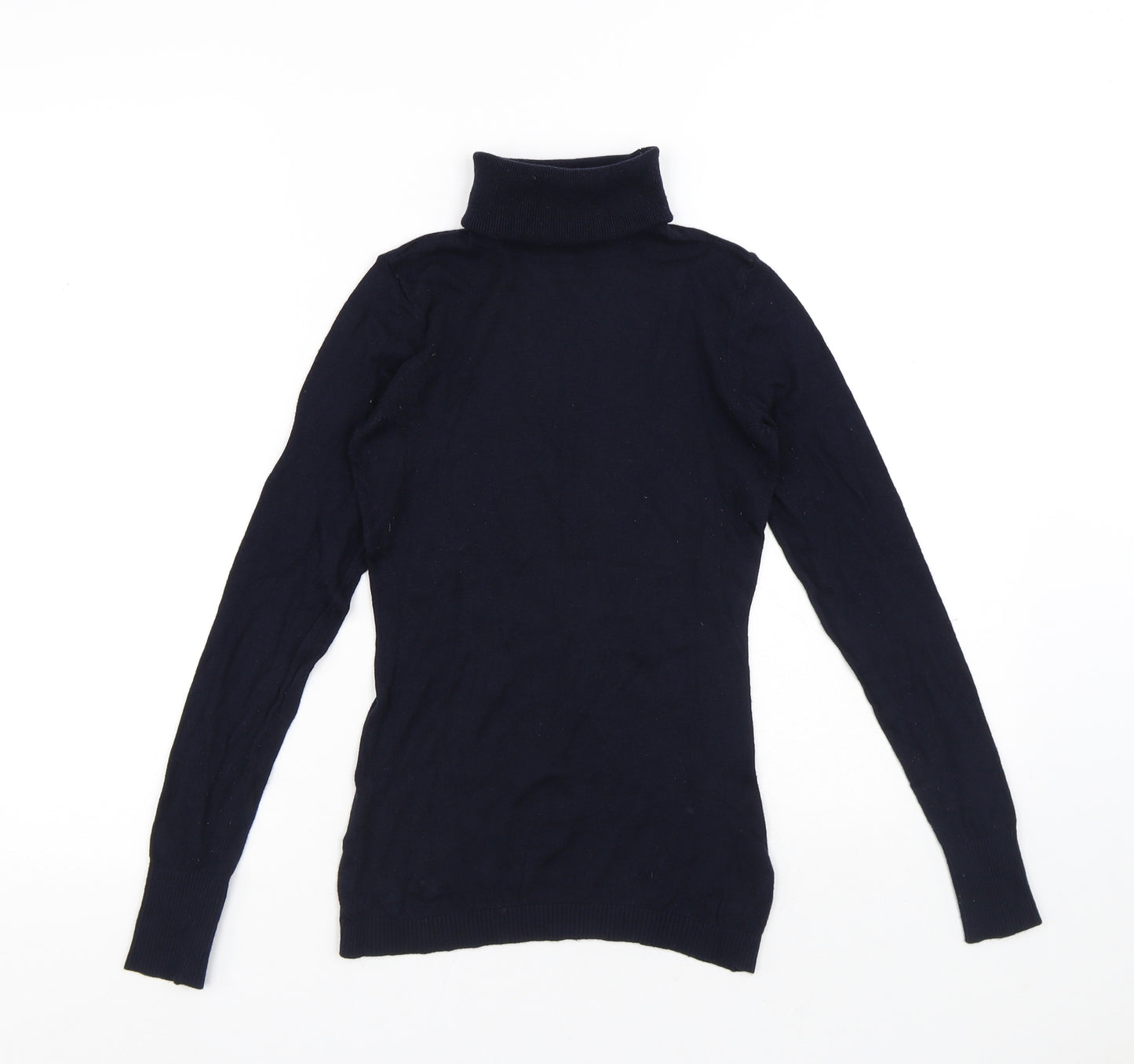 H&M Womens Blue Roll Neck Viscose Pullover Jumper Size XS