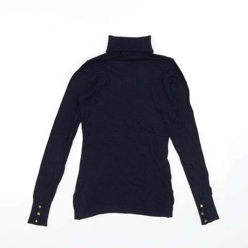 H&M Womens Blue Roll Neck Viscose Pullover Jumper Size XS