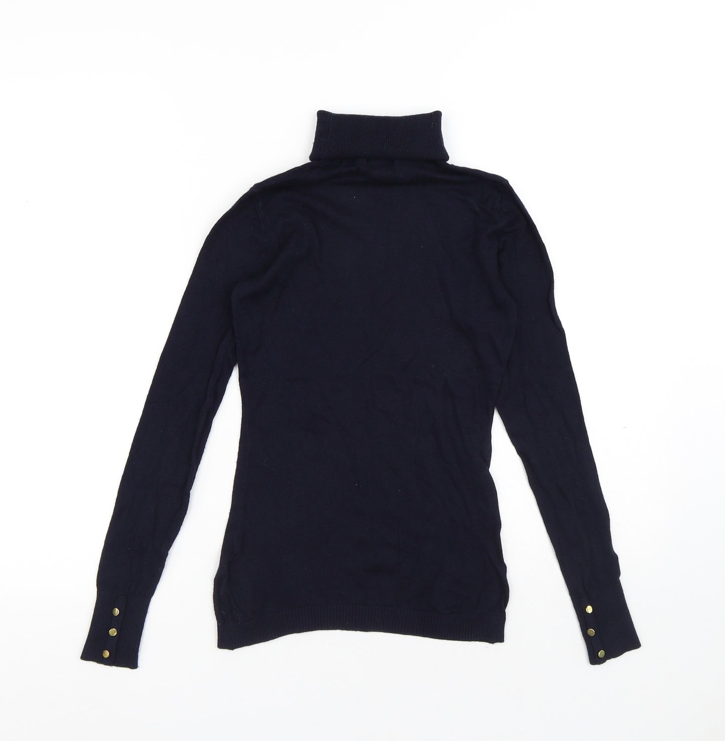 H&M Womens Blue Roll Neck Viscose Pullover Jumper Size XS