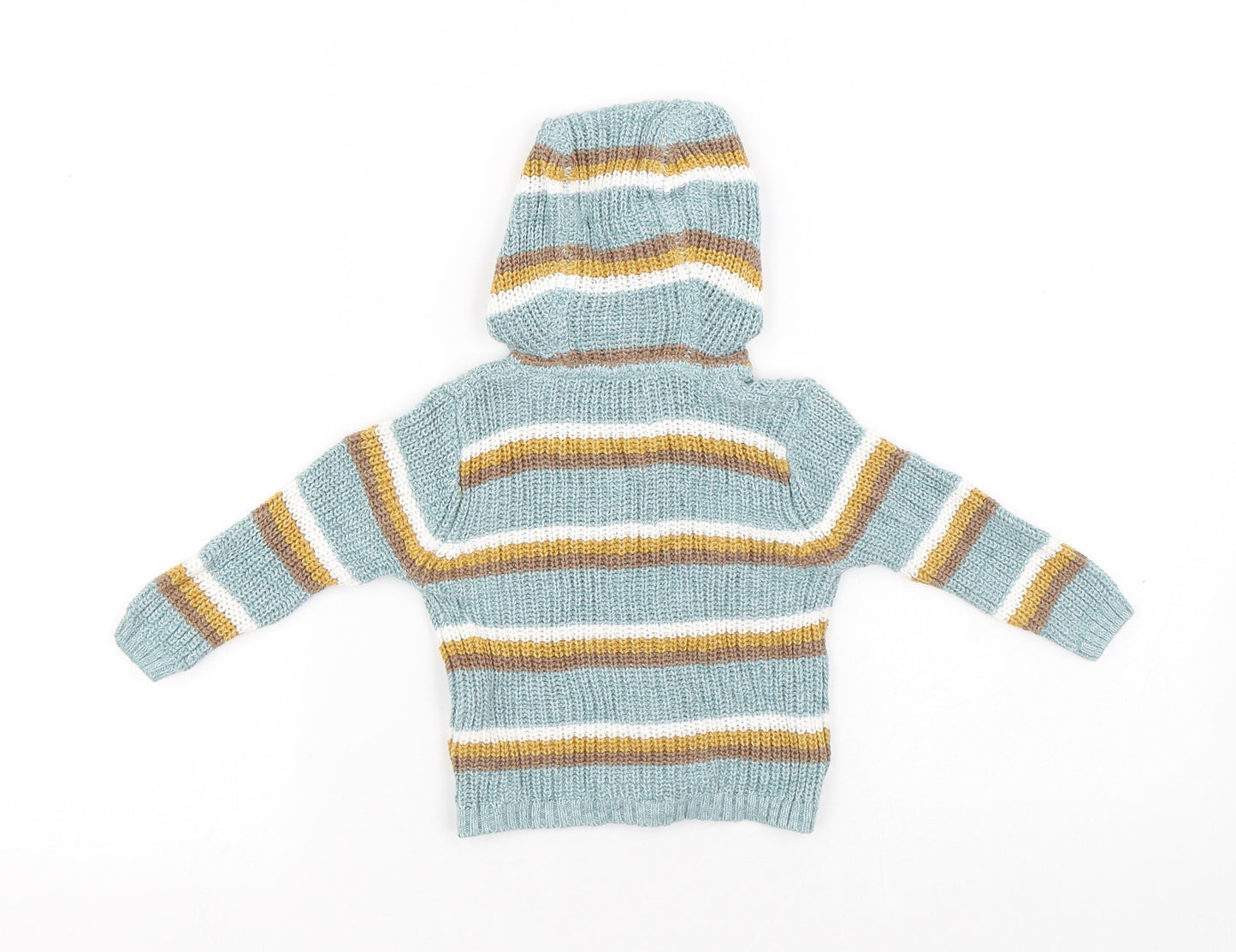 Dunnes Stores Boys Multicoloured Striped Cotton Cardigan Jumper Size 3-6 Months Button