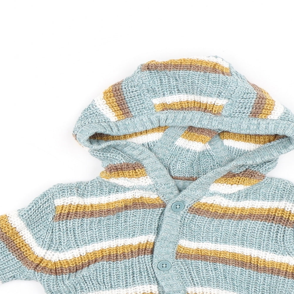 Dunnes Stores Boys Multicoloured Striped Cotton Cardigan Jumper Size 3-6 Months Button