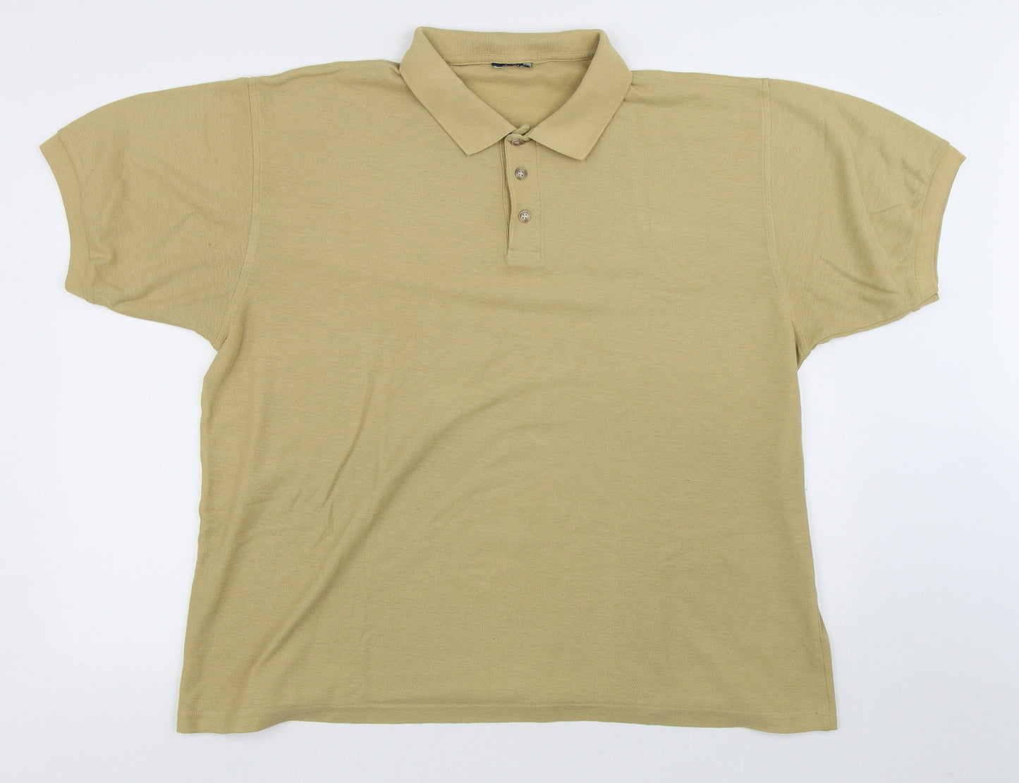 Preworn Mens Beige Polyester Polo Size 2XL Collared Button