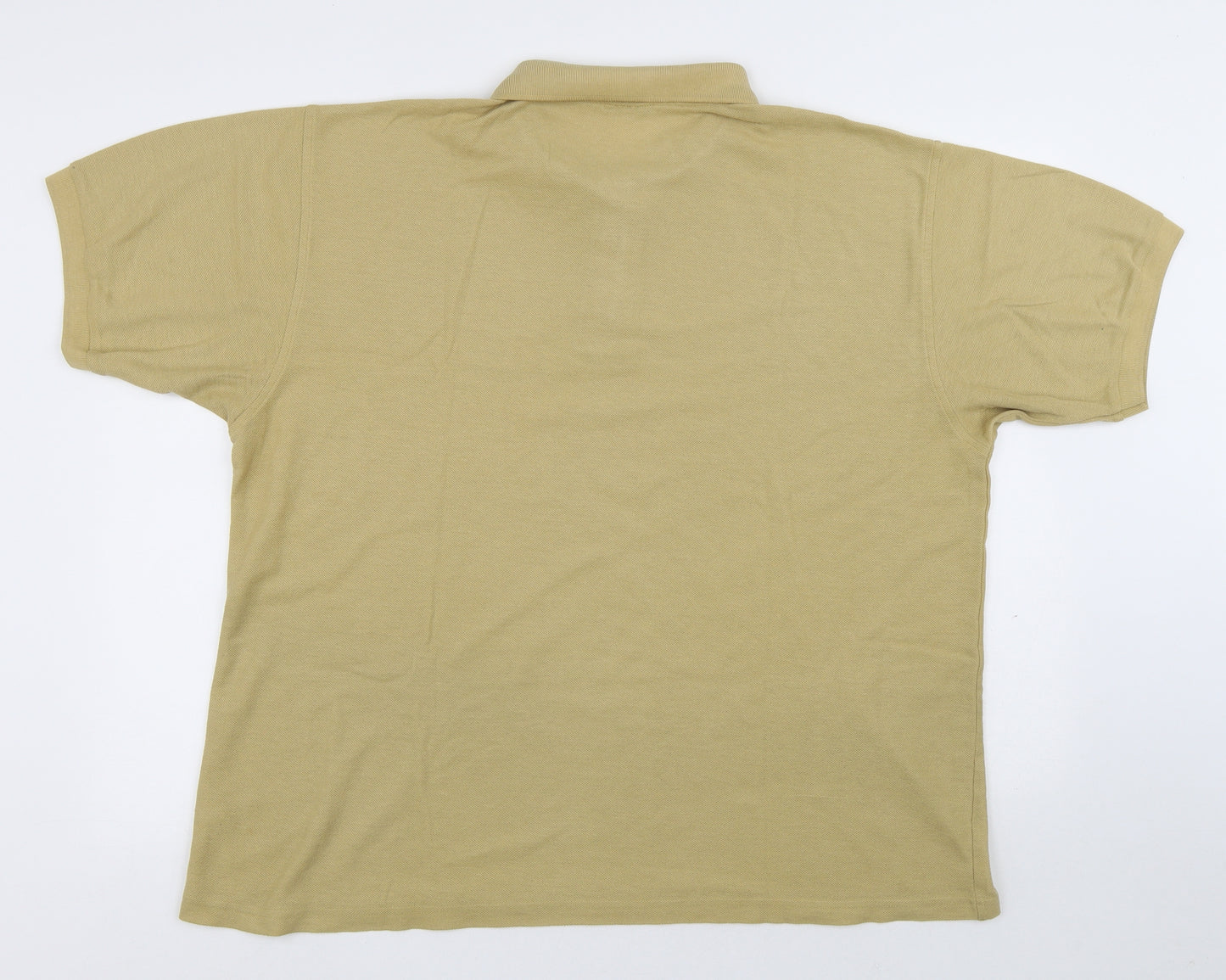 Preworn Mens Beige Polyester Polo Size 2XL Collared Button